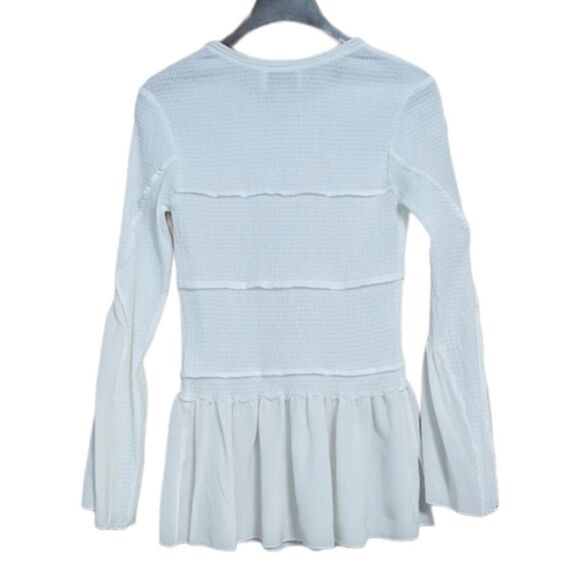 3.1 PHILLIP LIM White Crepe Silk Frill Peplum Top 2 - Picture 8 of 12